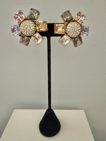 Ciner Large Rhinestone Clip On Earrings