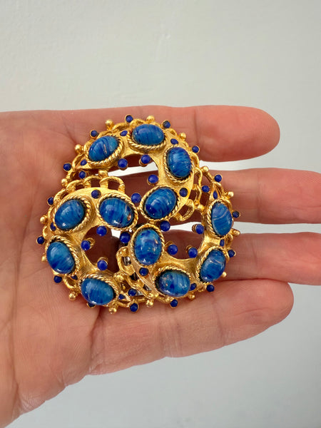 Lapis Brooch on Choker Wire