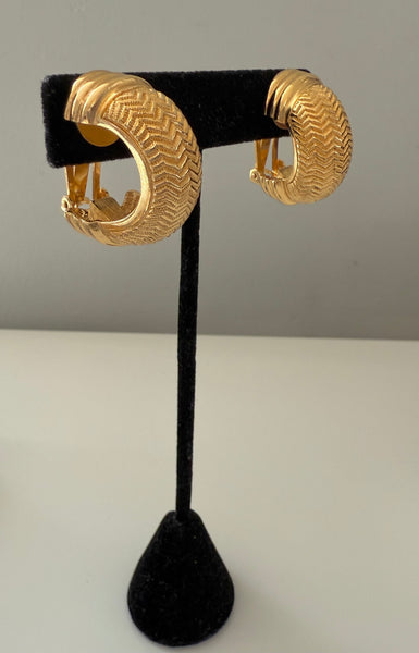 Dior Gold Plated Hoop Clip On Earrings