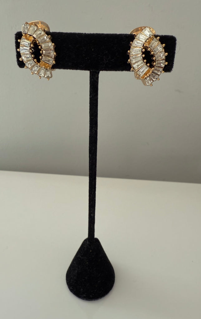 Dior Rhinestone Clip On Earrings