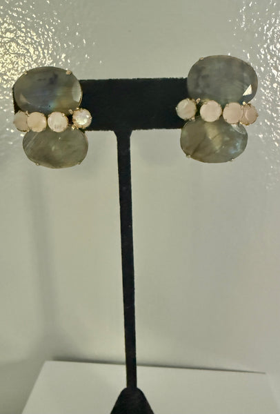 Bounkit Genuine Stone Clip On Earrings