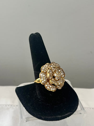 Gold Over Sterling Flower Ring Size 10