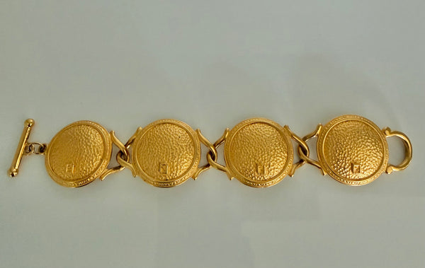 Fendi Matte Gold Link Bracelet with Toggle Closure