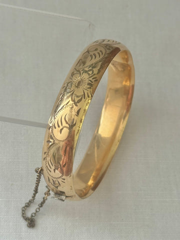 Gold Filled Etched Flower Bracelet
