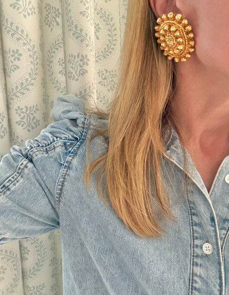 Christian Lacroix Gold Clip On Earrings
