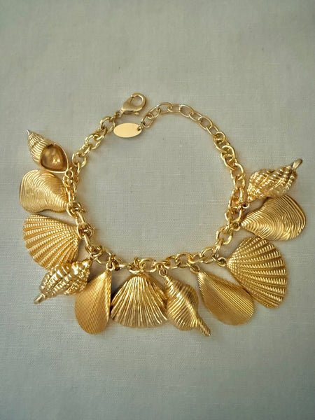 Contemporary Gold Plated Shell Charm Bracelet