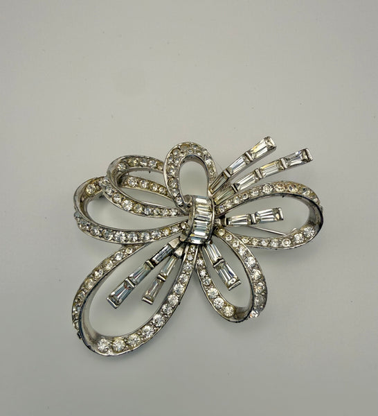 Boucher Rhinestone Bow Brooch