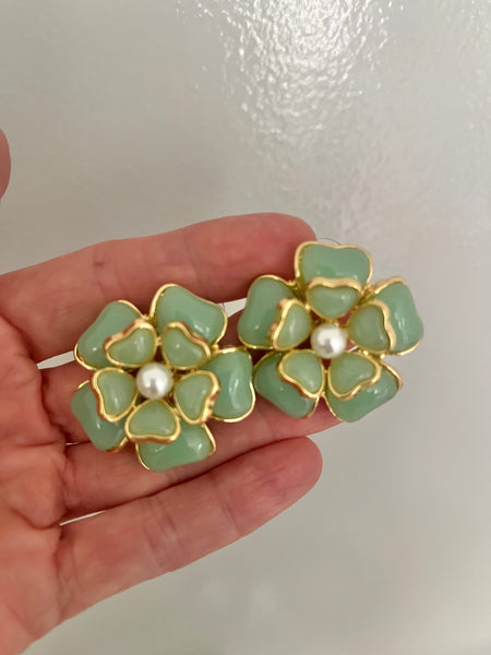 Glass Flower Post Earrings