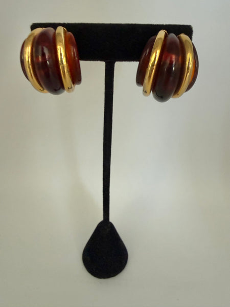 Kenneth Jay Lane Tortoise Lucite Clip On Earrings
