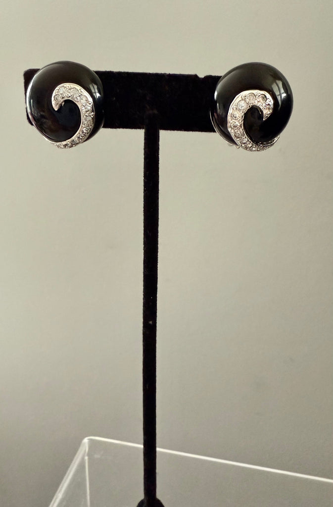 Replica Collection Black Clip On Earrings