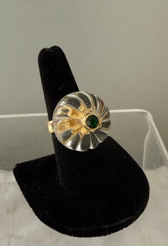 Rock Crystal Emerald Ring Size 7.5