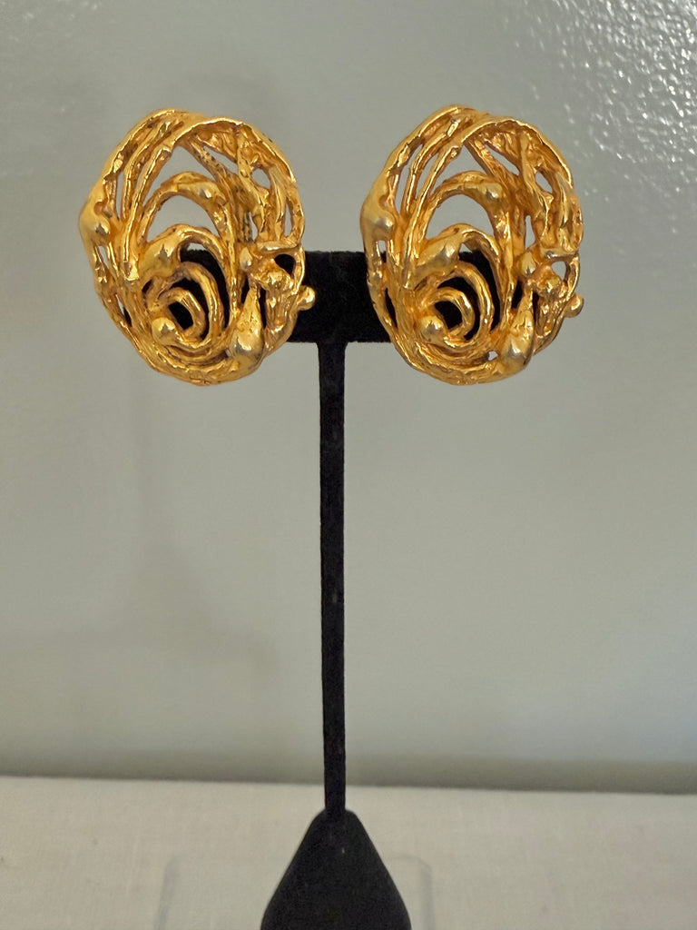 Brutalist Clip On Earrings