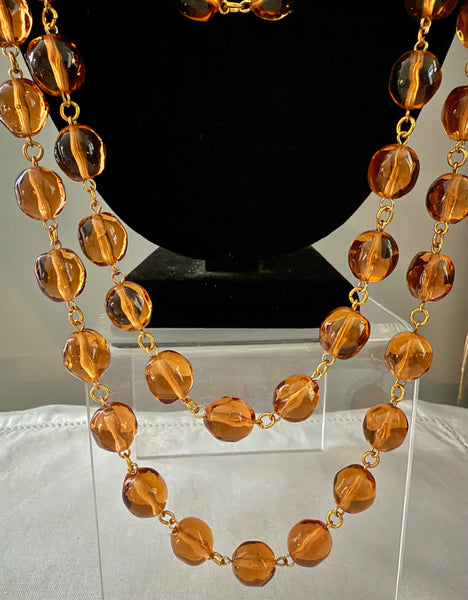 Chanel Honey Citrine Gripoix Triple Strand Necklace