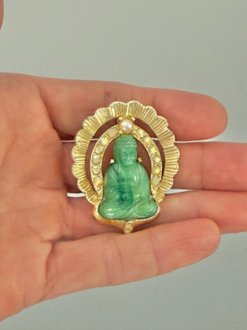 Green Resin Buddha Brooch