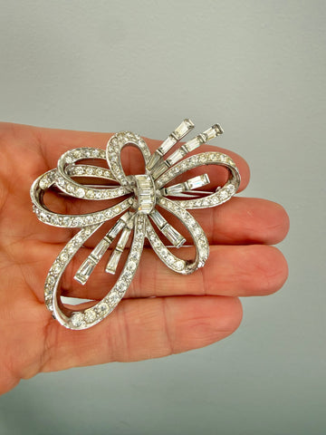 Boucher Rhinestone Bow Brooch