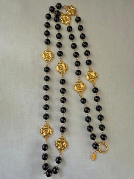 Chanel Black Gripoix Camellia Necklace