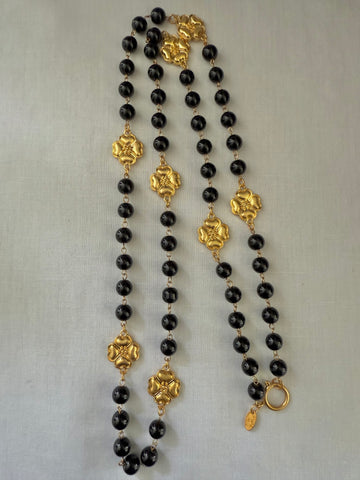 Chanel Black Gripoix Camellia Necklace