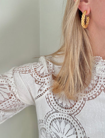 Woven Hoop Post Earrings