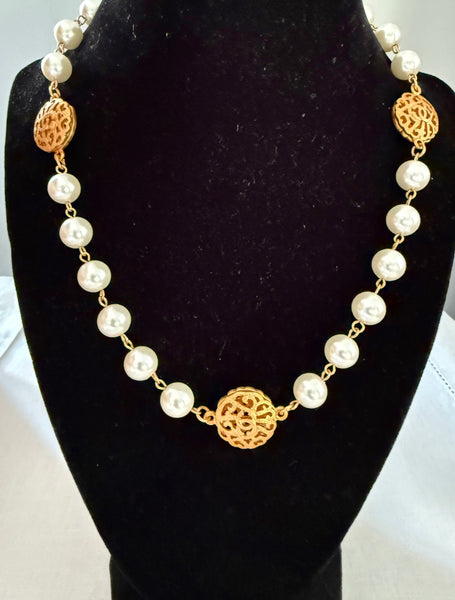 Chanel Pearl Station Necklace