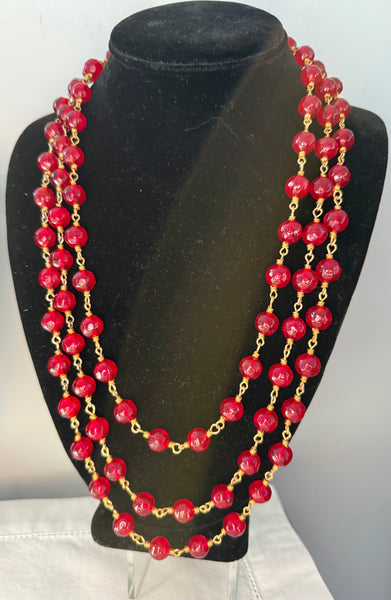 Chanel Red Gripoix Bead Necklace