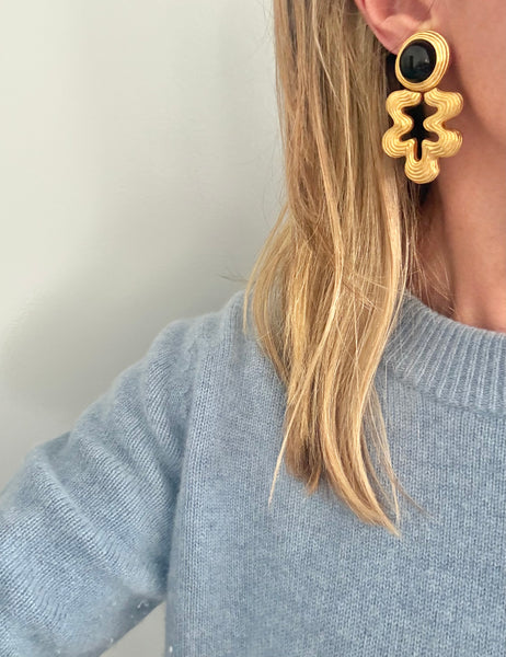 Givenchy Black Cabochon Clip On Earrings
