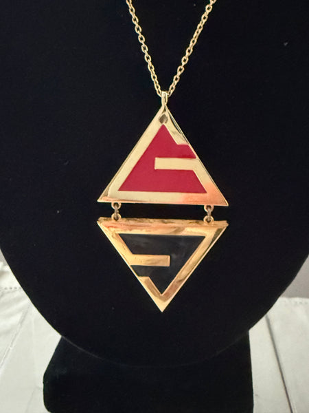 Givenchy Red & Black Modernist Pendant Necklace
