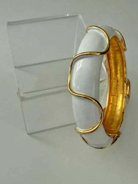 White Enamel Bracelet with Gold Details