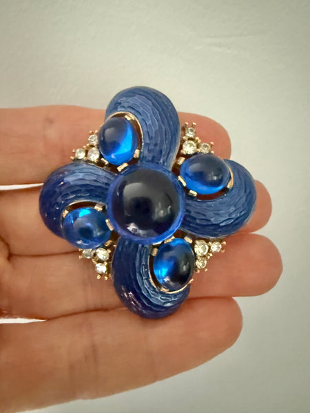 Trifari L’Orient Blue Enamel Brooch