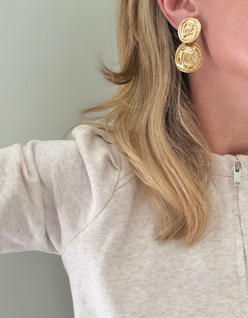 Gold Plated Squiggle Clip On Earrings