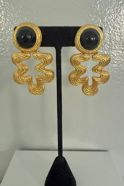 Givenchy Black Cabochon Clip On Earrings