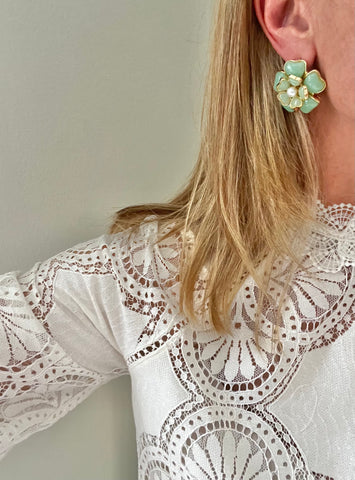 Glass Flower Post Earrings