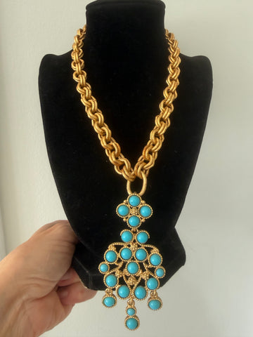 Kenneth Jay Lane Turquoise Pendant Necklace