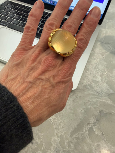 Alexis Bittar Carved Resin Bombe Ring Size 7