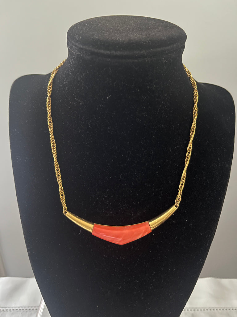 Trifari Coral Lucite Choker Necklace