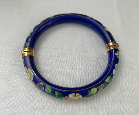 Blue Cloisonné Hinged Bracelet