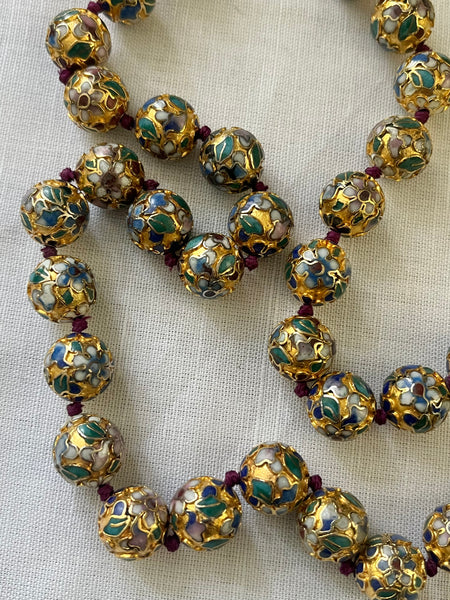 Cloisonné Beads Hand Knotted On Silk