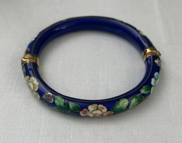 Blue Cloisonné Hinged Bracelet