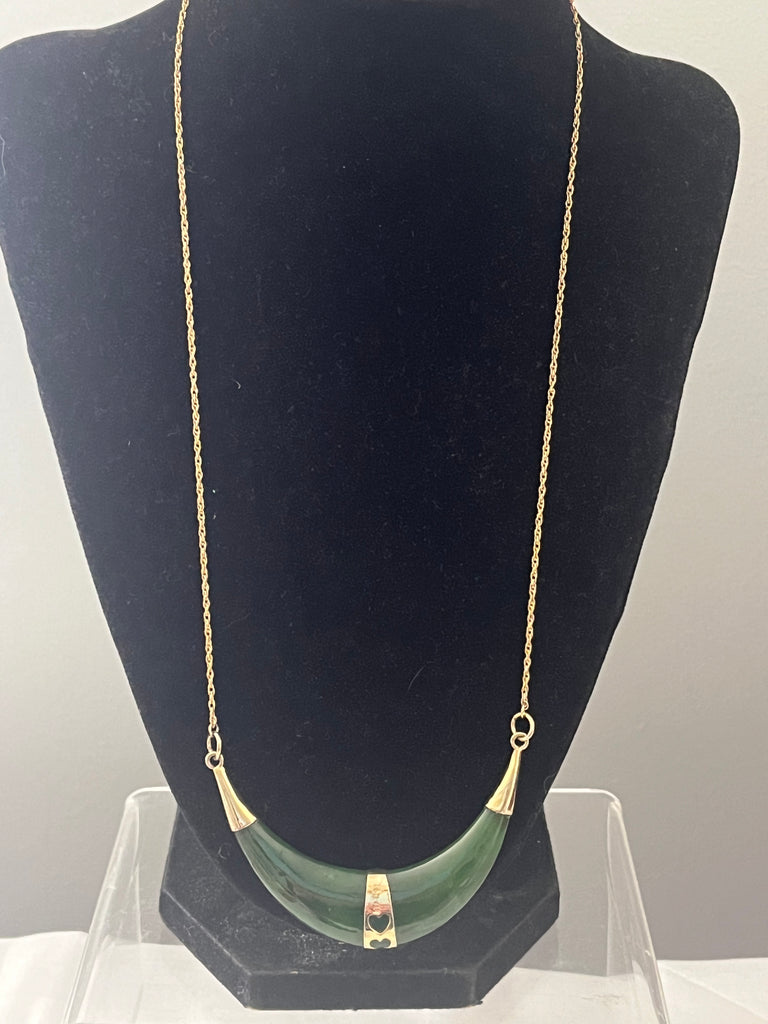 Gold Over Sterling Faux Jade Necklace