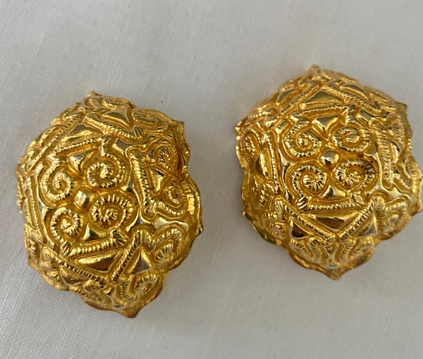 Dominique Aurientis Large Gold Plated Clip On Earrings