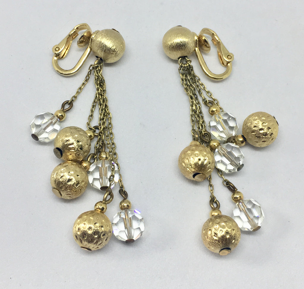 Napier Gold Tone & Crystal Clip On Earrings