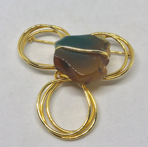 Wrapped Stone Brooch