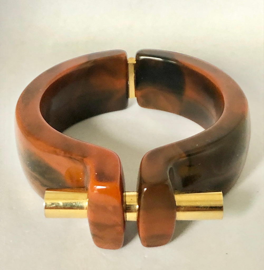 Trifari Brown Lucite Clamper Bracelet