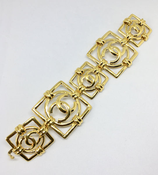 Chanel Gold Plate Logo Link Bracelet