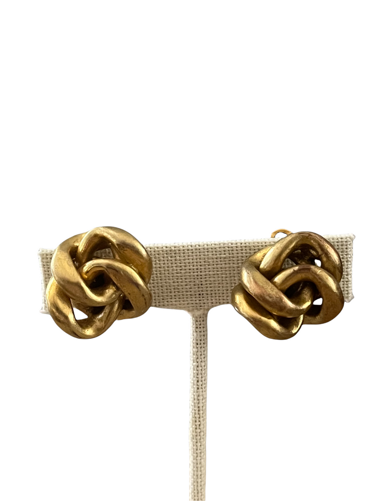 Chanel Vintage 1997 Classic Gold CC Logo Round Button Earrings