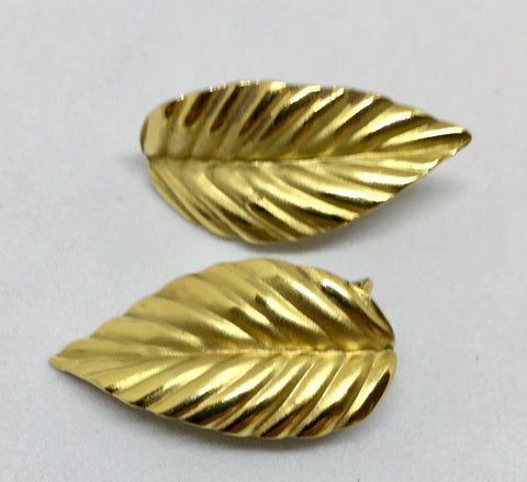 Napier Gold Tone Leaf Pierced Earrings