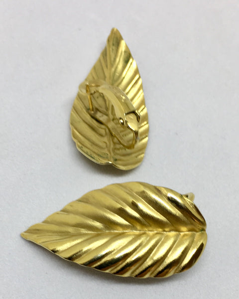 Napier Gold Tone Leaf Pierced Earrings