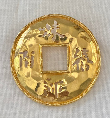 Gold Plated Asian Brooch
