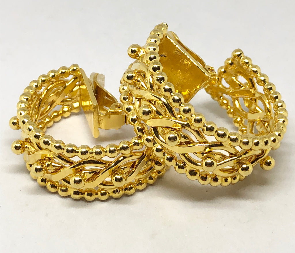 Massive Dominique Aurientis Gold Plated Clip On Hoop Earrings