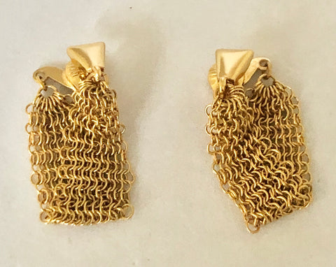 Monet Mesh Gold Tone Clip On Earrings